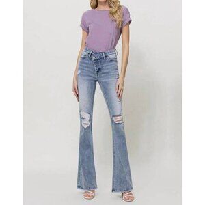 VERVET BY FLYING MONKEY V3032 Criss Cross Flare in Blue NWT